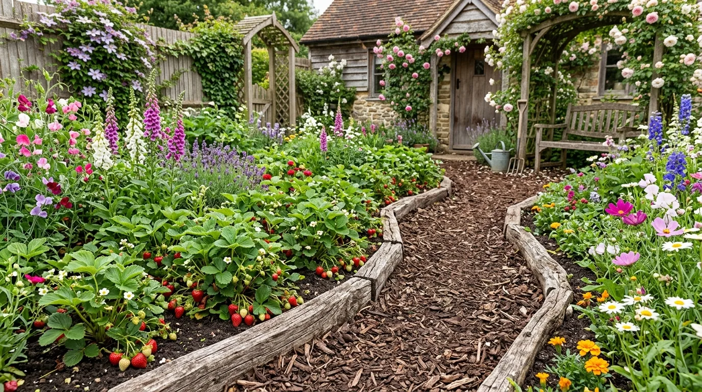 Strawberries Mixed With Flowers